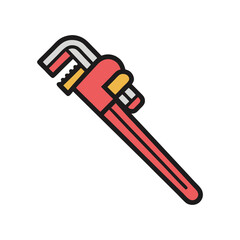 Minimalist Clean Pipe Wrench Vector Art illustration.