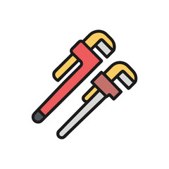 Minimalist Clean Pipe Wrench Vector Art illustration.