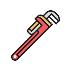 Minimalist Clean Pipe Wrench Vector Art illustration.