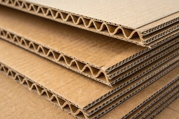 Close-Up View of Stacked Cardboard Layers Showing Detailed Texture and Edges