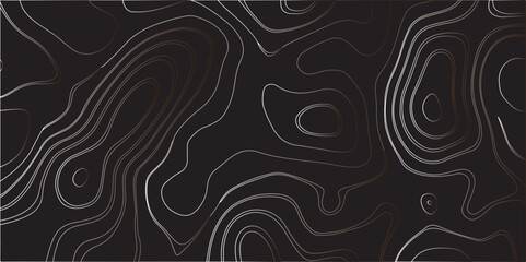 "Create a dark-themed abstract background featuring topographic contour lines. The lines should flow smoothly with organic curves, forming layered patterns over a deep black or charcoal surface. The d
