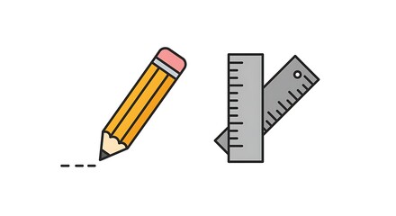 Drawing with Pencil and Ruler for Drafting or Design