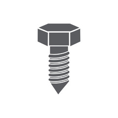 Hex bolt vector icon isolated on white background industrial fastener screw with hexagonal head, used in mechanical, engineering and hardware design.