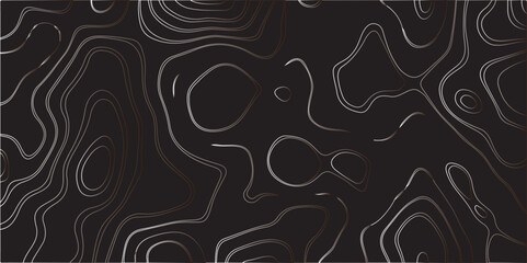 "Create a dark-themed abstract background featuring topographic contour lines. The lines should flow smoothly with organic curves, forming layered patterns over a deep black or charcoal surface. The d