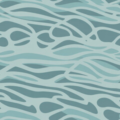 Seamless abstract ocean waves pattern in teal for summer design