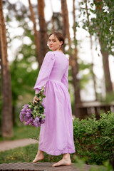 young woman in pink dress