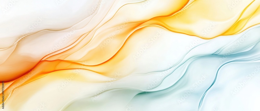 Poster abstract flowing lines in warm orange and cool blue tones create a smooth, fluid wave pattern on a w