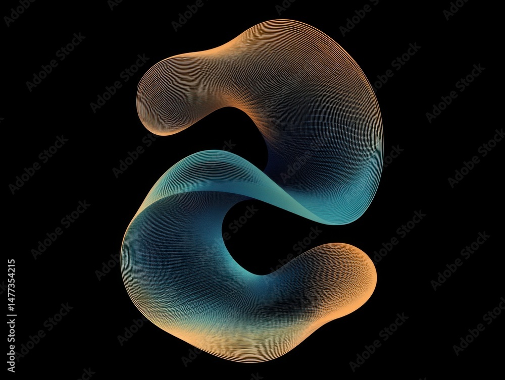 Poster abstract flowing lines illustration on black background digital art design element conceptual graphi