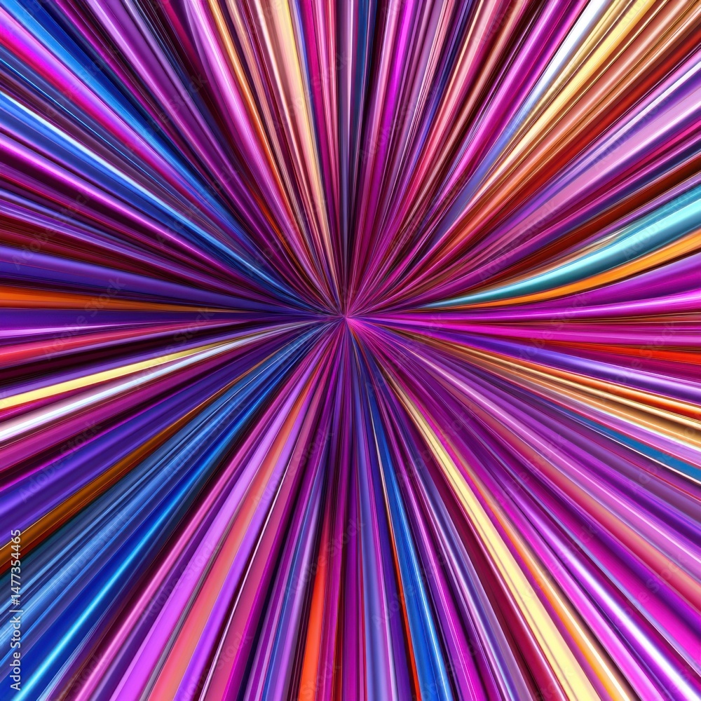 Poster abstract radial burst of vibrant colors converging to a central point creating a dynamic and energet