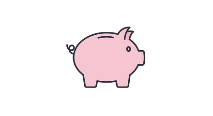 Fototapeta premium Pink Piggy Bank Icon for Saving and Finance