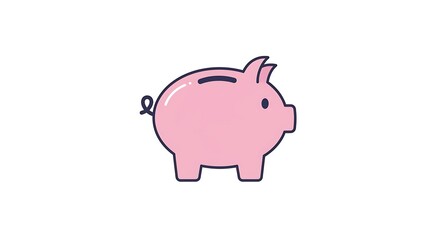 Fototapeta premium Pink Piggy Bank Icon for Saving Money and Financial Concept