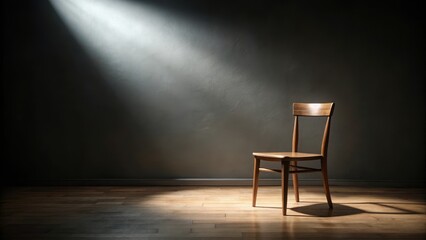 Empty chair in a dimly lit room, solitude, chair,  solitude, chair, empty space