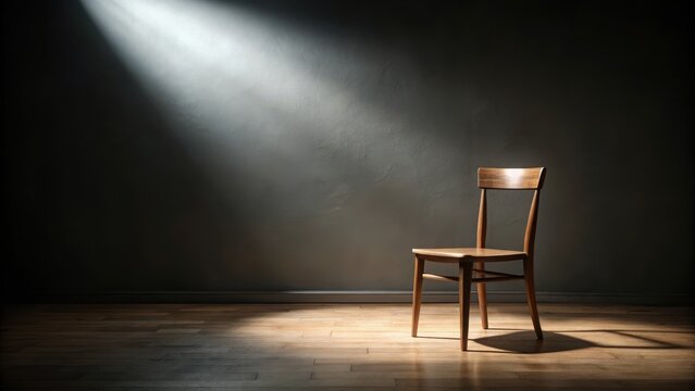 Empty chair in a dimly lit room, solitude, chair,  solitude, chair, empty space
