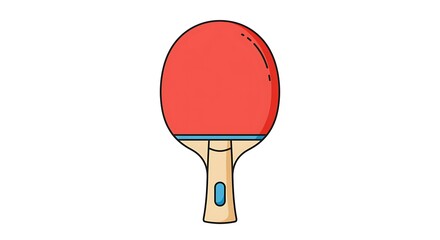 Red Table Tennis Paddle on White Background for Sport Concepts