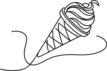 Delicious hand drawn ice cream cone outline vector illustration for design and creative projects