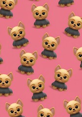 Obraz premium Cute Puppy Seamless Pattern, Pink Background