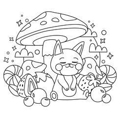 Hand drawn coloring book illustration	
