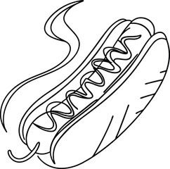 Simple vector illustration of a classic american hot dog with mustard and steam