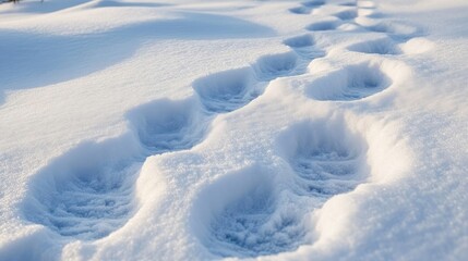The harmonious dance of nature unfolds as wintera??s icy grip reveals an intricate tapestry of animal footprints in pristine snow, a testament to their resilience and resourcefulness 