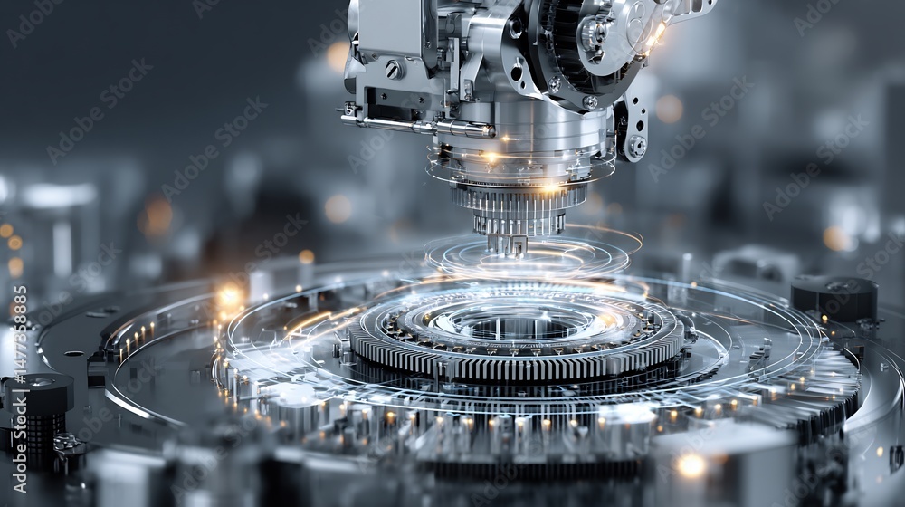 Poster complex automated assembly machine with intricate gears and precise operation