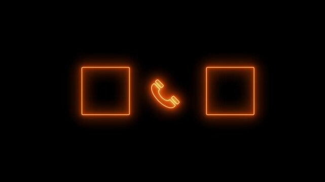 Neon call recording visual effect animation on alpha background, green and red background squares with phone icon for two-person conversation