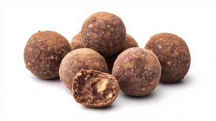 chocolate truffle on white background