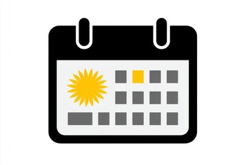 Flat icon of calendar with sun symbol marking longest day