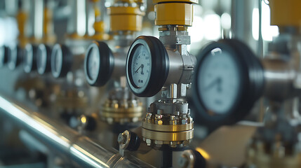 Industrial Gauges and Valves in a Factory Setting