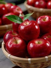 Fresh Red Apples in a Woven Basket

