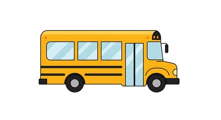 Yellow School Bus Illustration on White Background