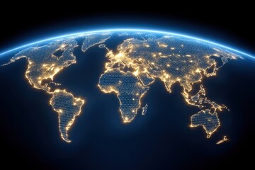 Captivating view of illuminated cities and regions across the globe showcasing the beauty of human civilization at night highlighting connection and technological advancement