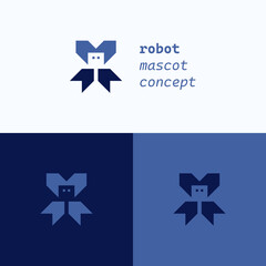Logo Template Blue Tech Robot Mascot