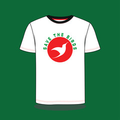 Abstract splash style vector fashionable t-shirt design for man and women. Save the birds  t-shirt design template.