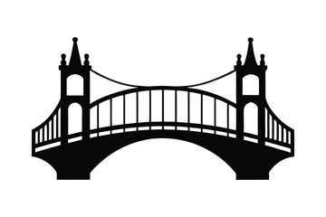Obraz premium bridge silhouette line art vector illustration isolated on white background