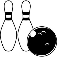 Monochrome Style Bowling Pin Illustration