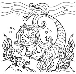 Hand drawn coloring book illustration	
