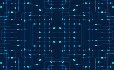Circuit connect lines and dots. Network technology and Connection concept. Decentralized network nodes connections