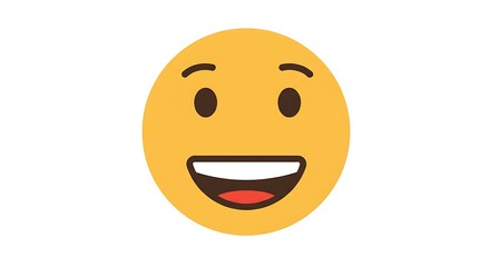 Fototapeta premium Smiling Face Emoticon with Open Mouth Illustration