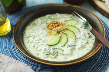 A traditional dish of Bulgarian cuisine - Snezhanka salad	