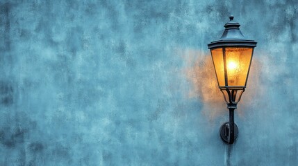 Antique wall lamp illuminates aged stone