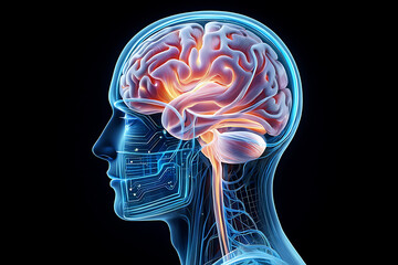 Obraz premium human & Ai brain anatomy