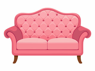Pink Button Tufted Victorian Style Sofa Illustration