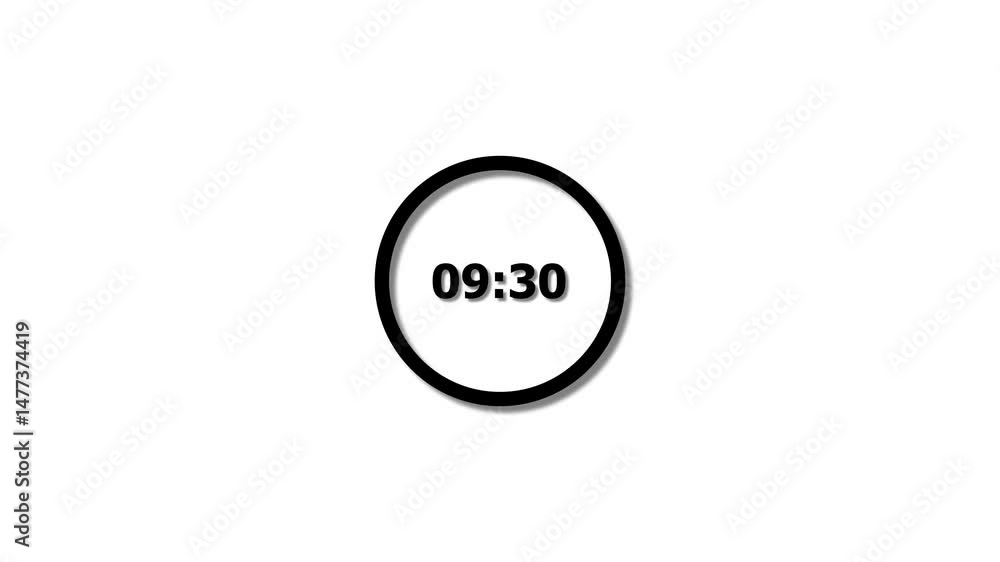 Fototapete digital countdown timer black color animation of 14 second on transparent on white background. 14 se