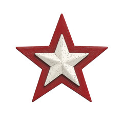 Obraz premium Red and White Textured Star Graphic Element with Transparent Background