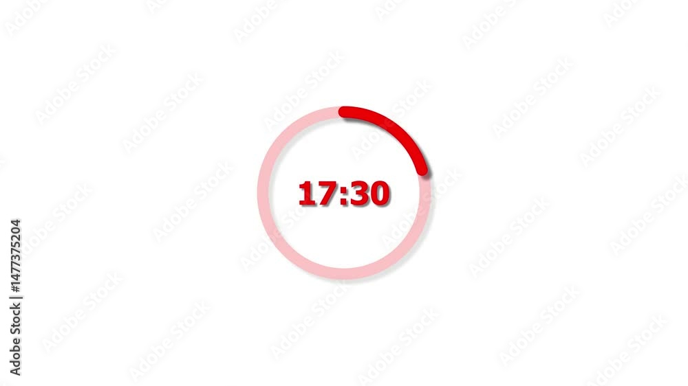 Fototapete digital countdown timer red color animation of 22 second on transparent on white background. 22 seco