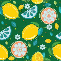 Vector Illustration of Various Fruits Background Pattern