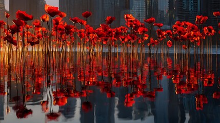The solemnity of poppies on memorial day, reflecting sacrifice and remembrance