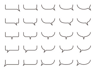 シンプルなフキダシ。枠。ベクター素材。シンプル黒ライン。背景透過。