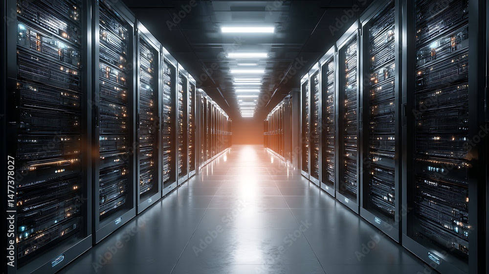 Poster The digital transformation begins at a big data center technology warehouse, initiating server information digitalization, saas, cloud computing, web service integration commences