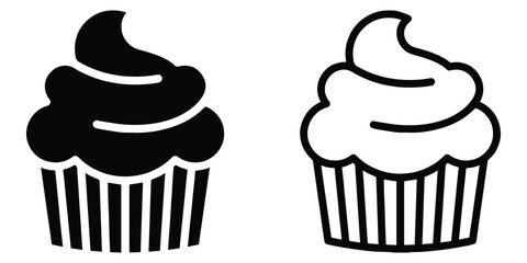 Cupcake Icon Set. Dessert Food Sign Illustration.